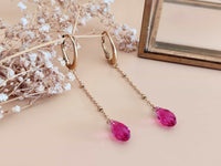 boucles d'oreilles pendantes goutte facetté cristal rose Sophie Bijoux