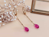 boucles d'oreilles pendantes goutte facetté cristal rose Sophie Bijoux