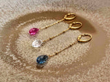 boucles d'oreilles pendantes goutte facetté cristal divers coloris Sophie Bijoux