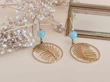boucles d'oreilles pendantes feuille perle aventurine Sophie bijoux