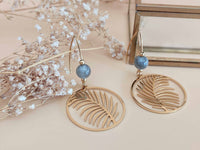 boucles d'oreilles pendantes feuille perle labradorite Sophie Bijoux