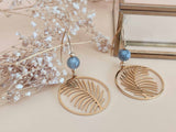 boucles d'oreilles pendantes feuille perle labradorite Sophie Bijoux