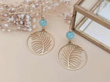 boucles d'oreilles pendantes feuille perle aventurine Sophie bijoux