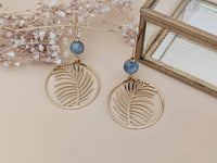 boucles d'oreilles pendantes feuille perle labradorite Sophie Bijoux