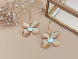 boucles d'oreilles fleurs acier inoxydable et émail blanc Sophie Bijoux