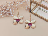 boucles d'oreilles fleurs acier inoxydable et émail bordeaux Sophie Bijoux