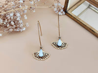 boucles oreilles pendantes ginkgo goutte blanche sophie bijoux