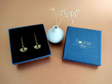 boucles oreilles pendantes ginkgo doré goutte noir Sophie Bijoux