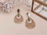 boucles oreilles pendantes goutte eau ajourée or et vert olive sophie bijoux