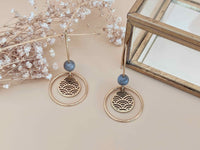 boucles d'oreilles pendantes ajourées perle labradorite Sophie Bijoux