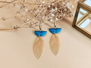 boucles oreilles pendantes longues bleu sophie bijoux