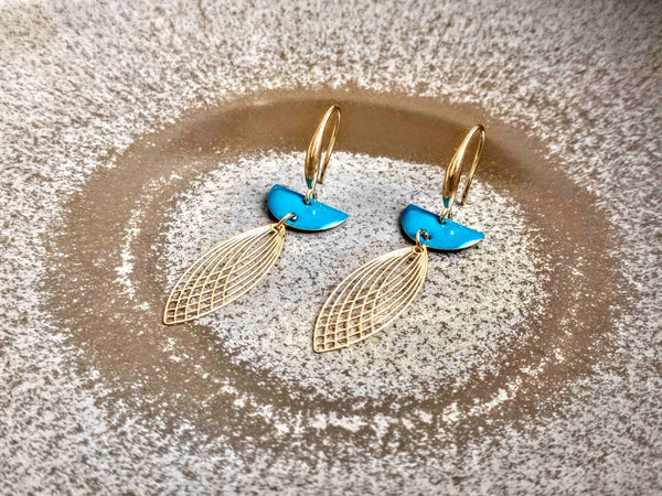 boucles oreilles pendantes longues bleu sophie bijoux