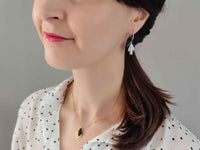 boucles oreilles éventail retro chic argent et vert Sophie Bijoux