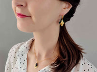 boucles oreilles éventail retro chic or et vert Sophie Bijoux