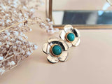 boucles oreilles fleurs or agate verte sophie bijoux