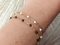 bracelet acier inoxydable dore perle résine blanc sophie bijoux