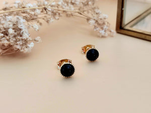 clous puces oreilles agate noire sophie bijoux