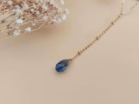 collier cravate goutte facetté cristal bleu Sophie Bijoux