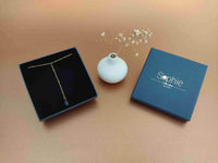 collier cravate goutte facetté cristal bleu écrin Sophie Bijoux