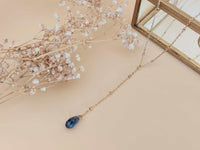 collier cravate goutte facetté cristal bleu Sophie Bijoux