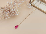 collier cravate goutte facetté cristal rose Sophie Bijoux