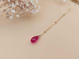 collier cravate goutte facetté cristal rose Sophie Bijoux