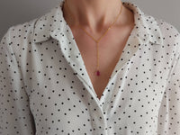 collier cravate goutte facetté cristal rose Sophie Bijoux