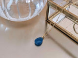 collier pendentif goutte facetté bleu Sophie Bijoux