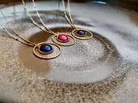 collier pendentif anneau doré noir bleu violet Sophie Bijoux