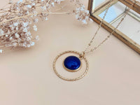 collier pendentif anneau doré bleu marine Sophie Bijoux