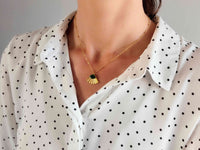 collier pendentif éventail plissé doré et vert Sophie Bijoux