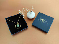 collier pendentif facetté aventurine acier inoxydable doré boite sophie bijoux