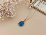 collier pendentif facetté bleu Sophie Bijoux