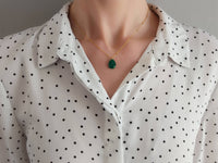 collier pendentif goutte facetté vert Sophie Bijoux