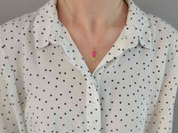 collier pendentif losange effet pailleté or et rose Sophie Bijoux