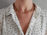 collier ras de cou acier or et perles noires Sophie Bijoux