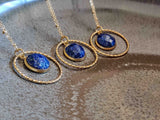 collier pendentif facetté lapis lazuli acier inoxydable doré sophie bijoux