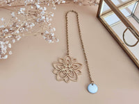 Marque-page bijou fleur or et blanc Sophie Bijoux