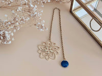 marque page bijou fleur or et bleu Sophie Bijoux