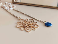 marque page bijou fleur or et bleu Sophie Bijoux