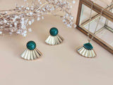 parure boucles oreilles collier pendentif éventail vert sophie bijoux