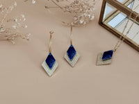 parure collier boucles oreilles losange bleu