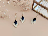 parure coffret cadeau collierboucles oreilles losange noir sophie bijoux