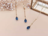 collier cravate goutte facetté cristal bleu Sophie Bijoux