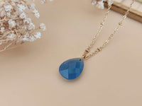 collier pendentif goutte facetté bleu Sophie Bijoux