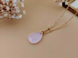 collier pendentif goutte facetté rose pâle Sophie Bijoux