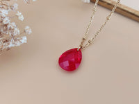 collier pendentif goutte facetté rouge rubis Sophie Bijoux