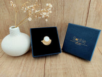 coffret bague réglable acier inoxydable doré nacre blanche sophie bijoux
