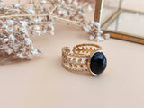 bague réglable feuille agate noire sophie bijoux