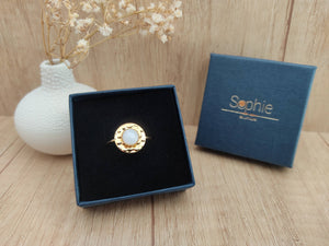 coffret bague plaqué or martelé nacre blanche sophie bijoux